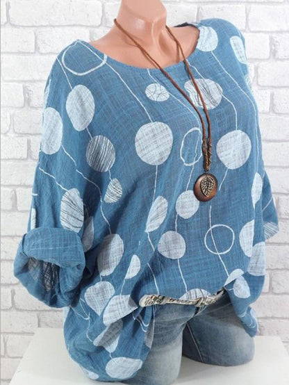 Round-Neck Batwing Sleeve Blouses