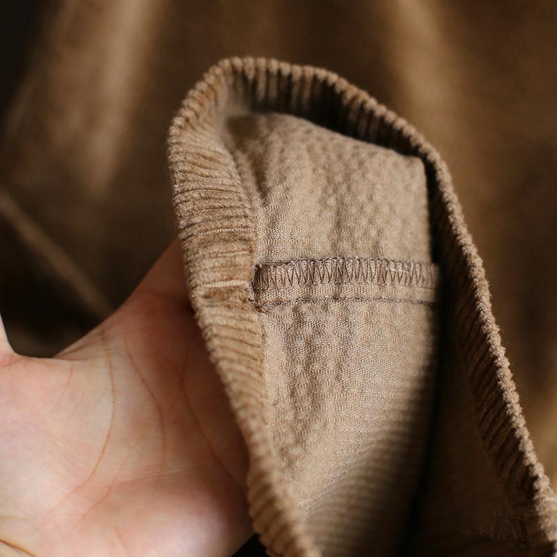 Buykud Casual Pure Color Corduroy Straight Pants