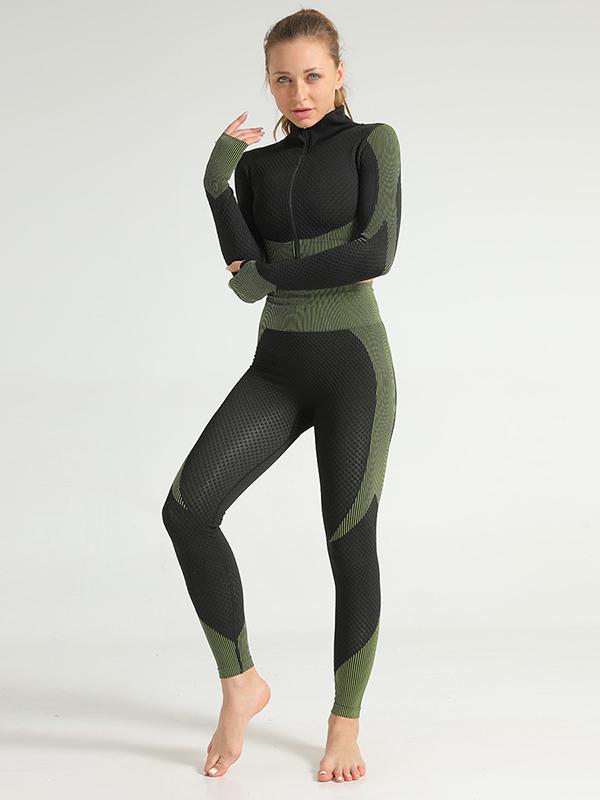 Long Sleeve Gym Sport Hoodie And Leggings Suit