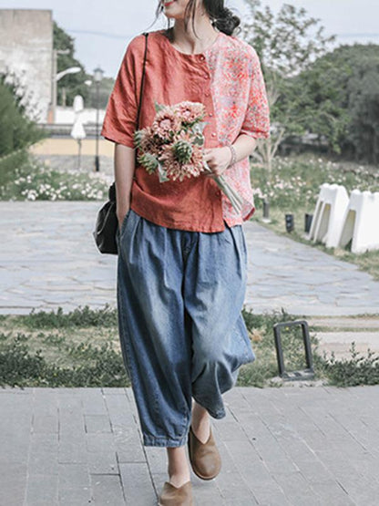 Loose Retro Denim Harem Pants