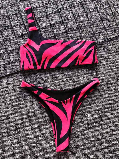 Bandeau One Shoulder Bikini Swimsuit