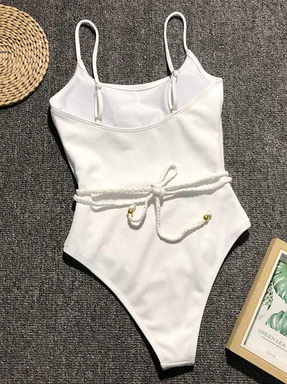 Plain Backless One Piece Swimsuit