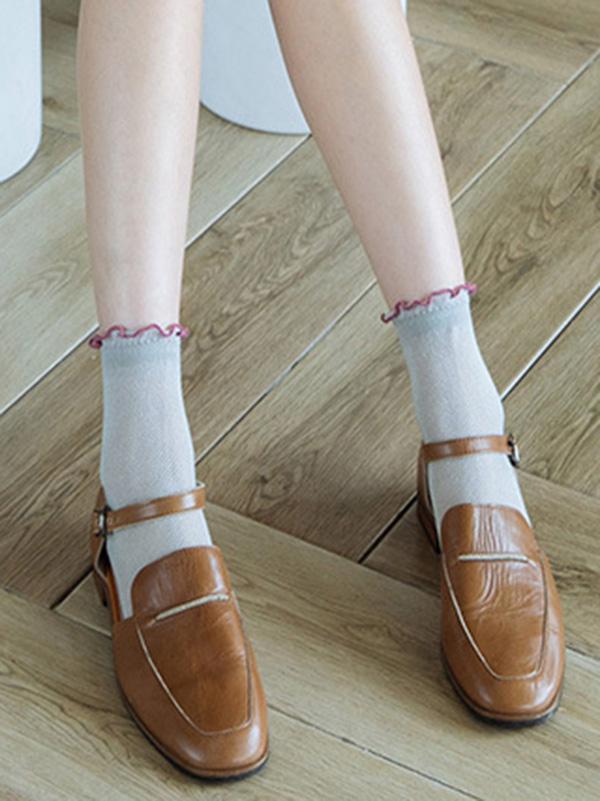 Simple Netting Frizz Tube Socks