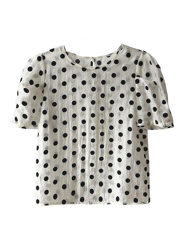 Original Polka-Dot Bishop Sleeve T-Shirts Tops