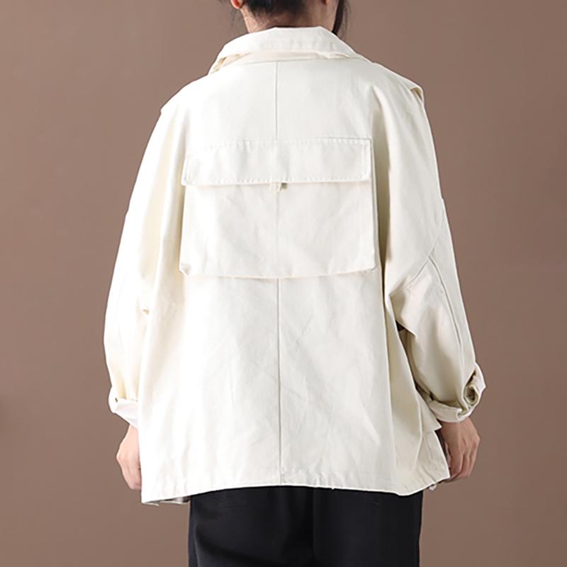 Buykud Casual Pure Color Loose Zipper Jacket