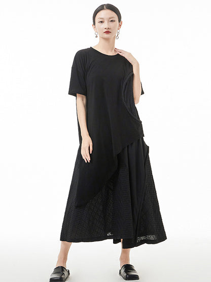 Original Irregular Solid Color Split-Joint T-Shirt Top
