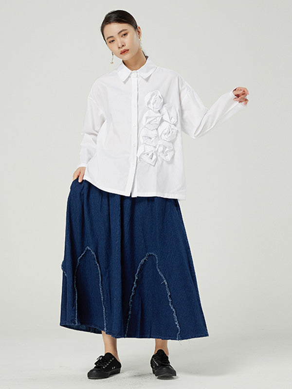 Simple Elasticity Waist Wide Leg Loose Pants