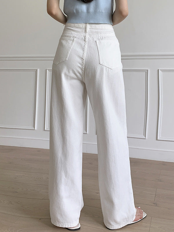 Urban Solid Color Empire Wide Leg Jean Pants