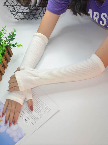 Knitted Half Finger Long Gloves Accessories