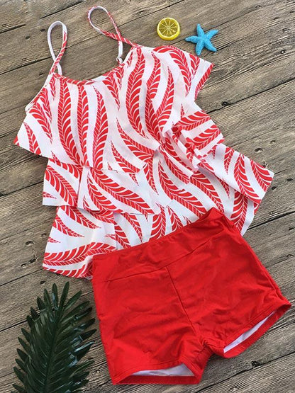 Falbala Plain Bottom Tankini Swimsuit