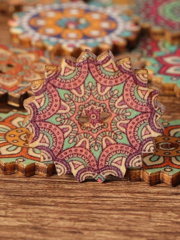 Bohemia Printed Wooden  Sewing Buttons