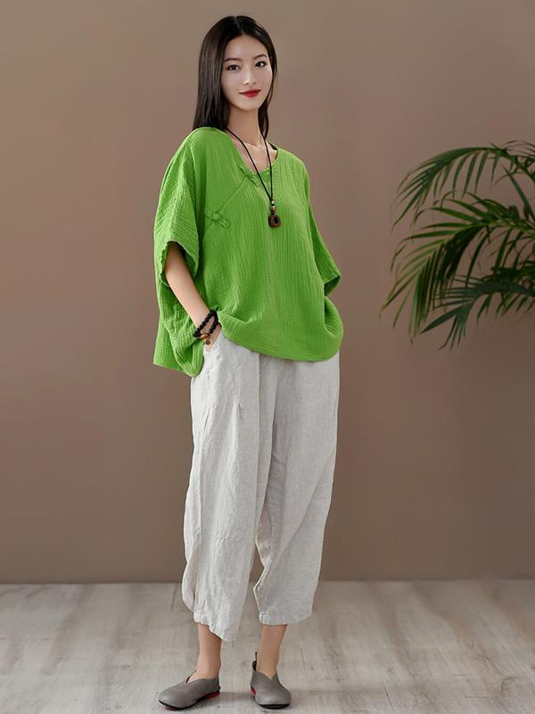 Vintage Solid Irregularity T-Shirts Tops