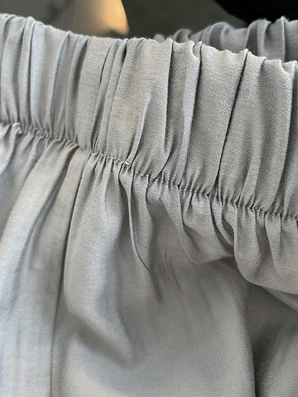 Casual Loose Pleated Elastics High Waisted Pants