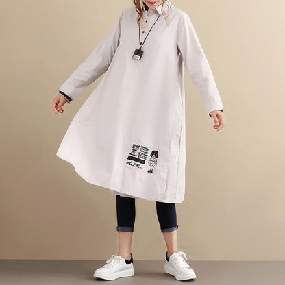 Casual Loose Long Sleeve Polo Collar Dress