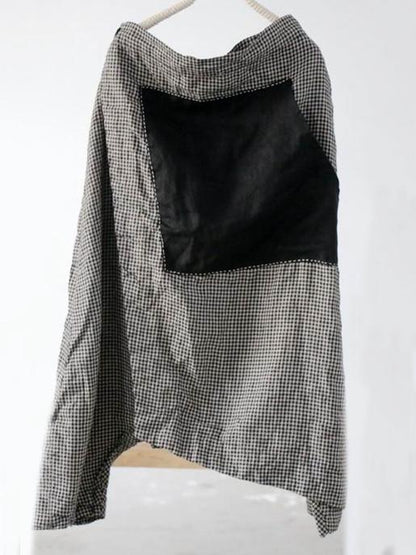 VINTAGE PLAID SPLIT-JOINT CROPPED LINEN PANTS