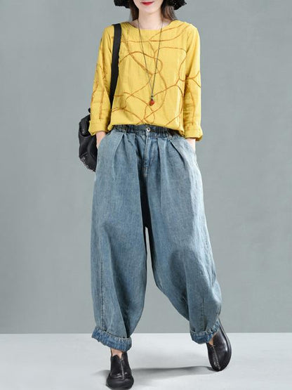 Loose Wide-leg Jean Harem Pants