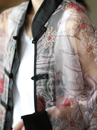 Original Thin See-Through Embroidered Long Sleeve Outerwear