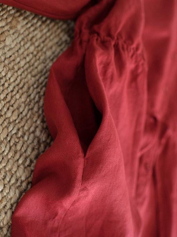 Ramie Cotton Strap Solid Midi Dresses