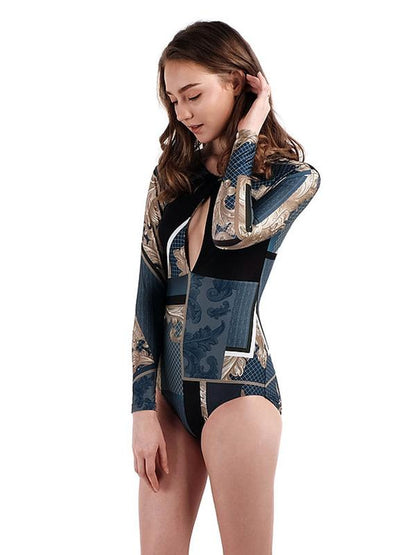 Sexy Dull Long Sleeves Hollow One Piece Swimwear