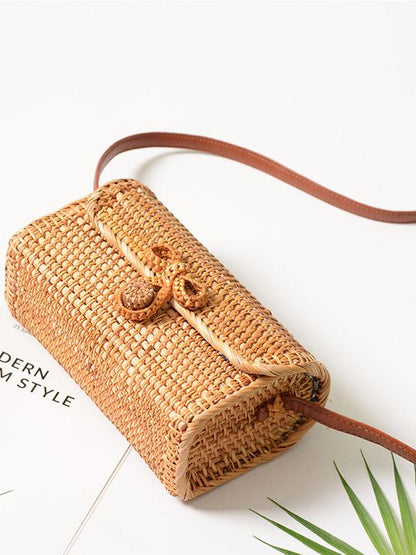 Rattan Bowknot Fresh Little Bag