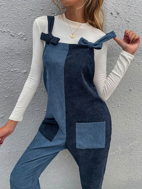 Original Split-Joint Contrast Color Jumpsuits