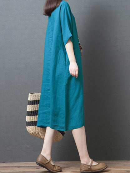 Loose Ramie Cotton Long Dress