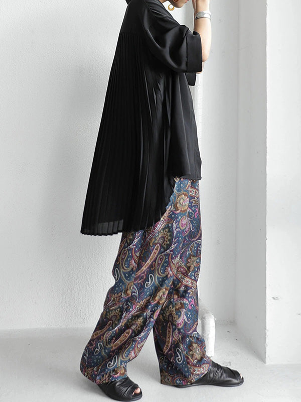 Stylish Solid Color High-Low Pleated Split-Joint Half Sleeves Blouse