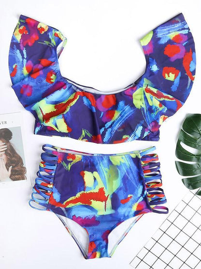 Off-the-shoulder Hollow Bottom Bikinis Swimwear