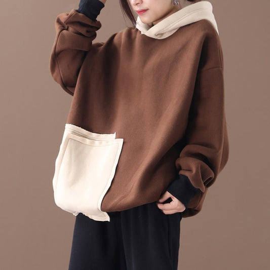 Buykud Autumn Casual Patchwork Thickened Hoodie