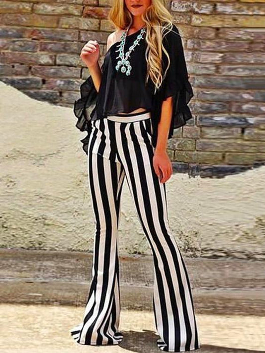 Striped Bell-bottom Casual Pants