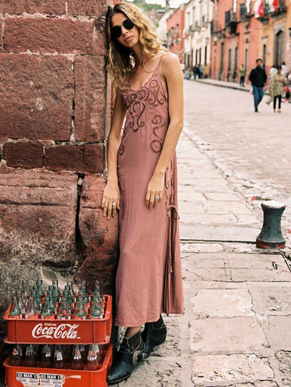Flower Hollow Split-side Maxi Dress