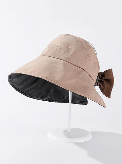 Casual Solid Color Bow-Embellished Sun Protection Hats