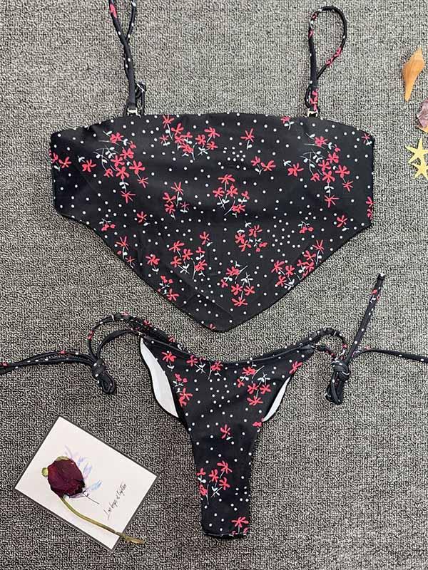 Sexy Belly Pocket Knotted Split Type Bikini Swimsuit