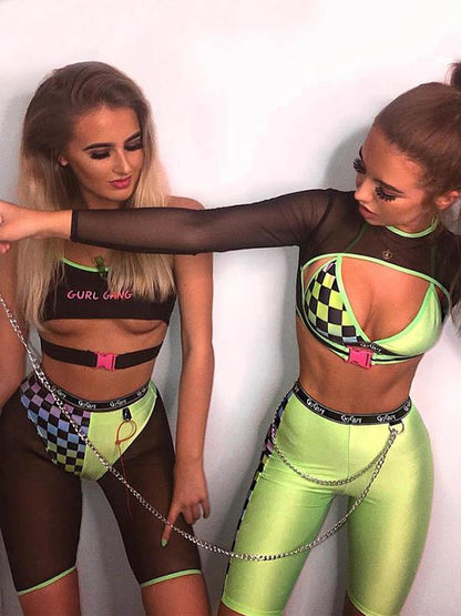 Sexy Mesh Split-Front T-Shirt Tops