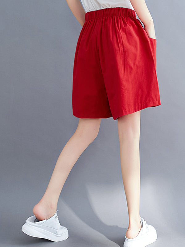 Casual Solid Color With Pocket Wide Leg Shorts