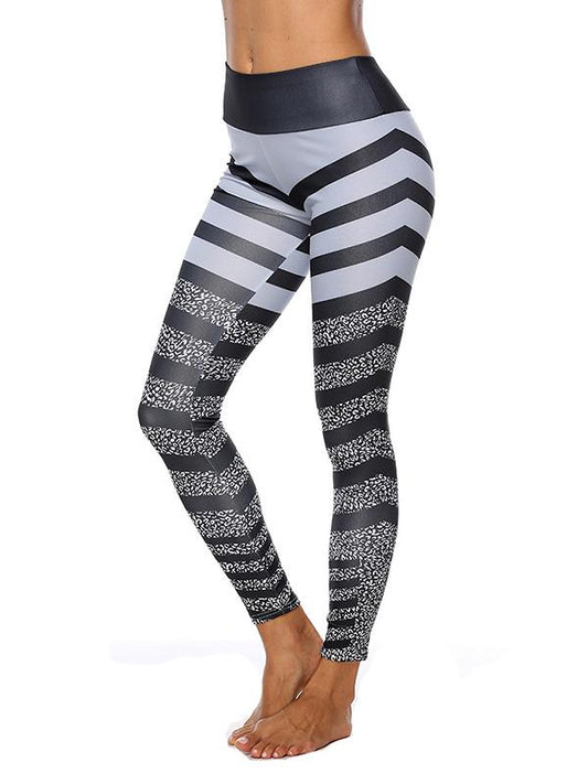 Printed  Zebra-stripe Split-joint Leggings