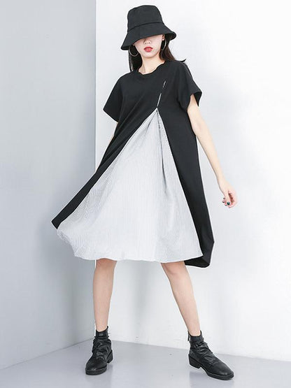 Stripe Split-joint Long Shirt Dress