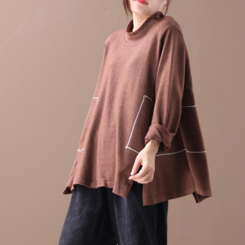 Buykud Decorative Line Casual Comfort Loose Sweater