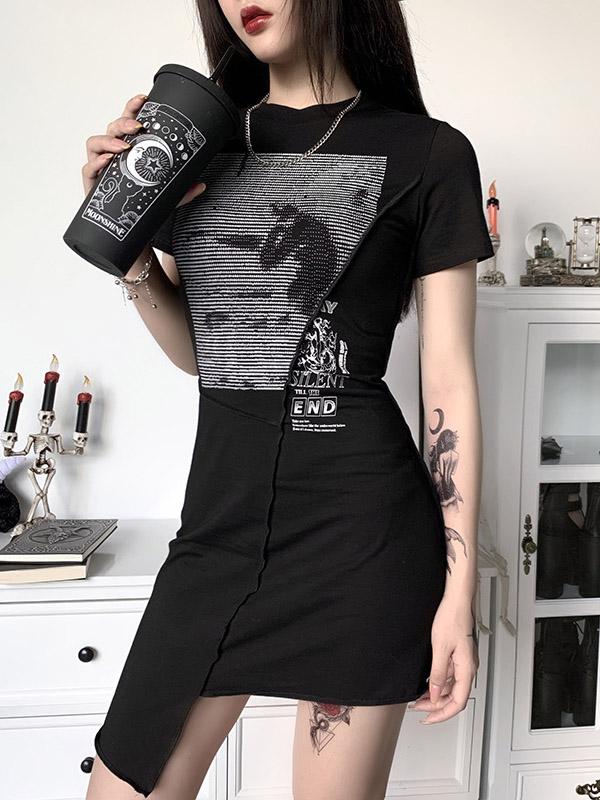 Printed Cropped Half Sleeves Mini Dresses