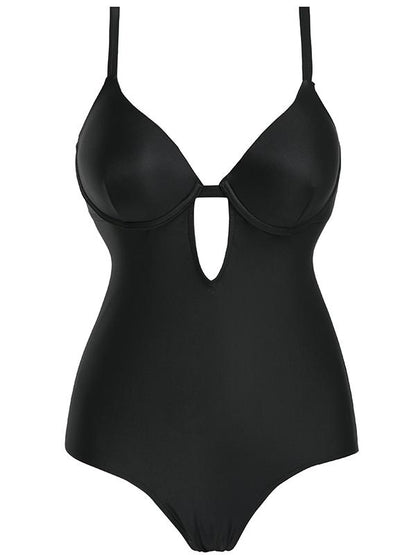 Plus Size Plain Spaghetti-neck One-piece Swimsuit