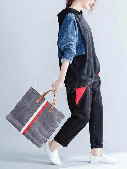 Loose Split-joint Hooded Sweatshirt&Pants Suits