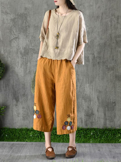 Vintage Asymmetric Embroidered Solid Shirt
