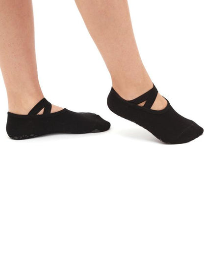 Solid Cross Backless Yoga Socks