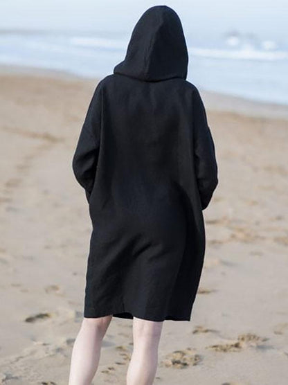 Hooded Black Simple Beach Dress