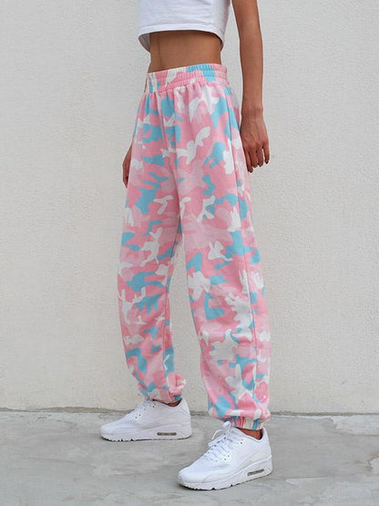 Camouflage Printed Elastic Waist Track Pants
