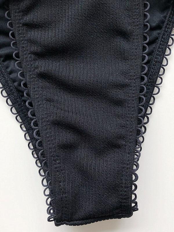 Solid Color Bow Bikini Swimsuit