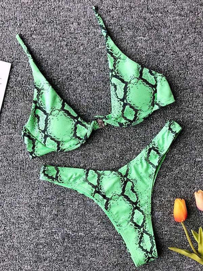 Snakeskin&Leopard Underwired Bikinis Swimwear
