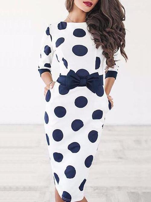 Sexy Bodycon Polka-dot Midi Dress