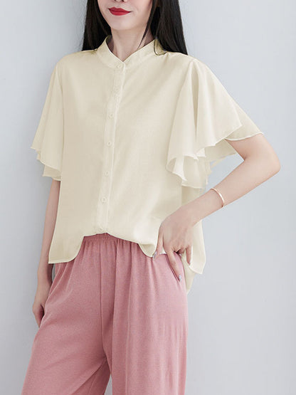Original 14 Colors Falbala Lapel Blouse Tops