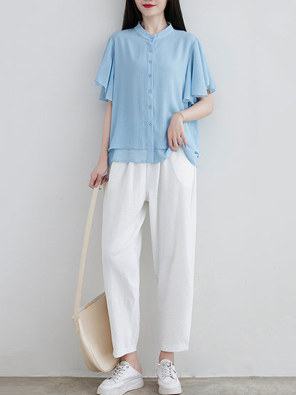 Original 14 Colors Falbala Lapel Blouse Tops